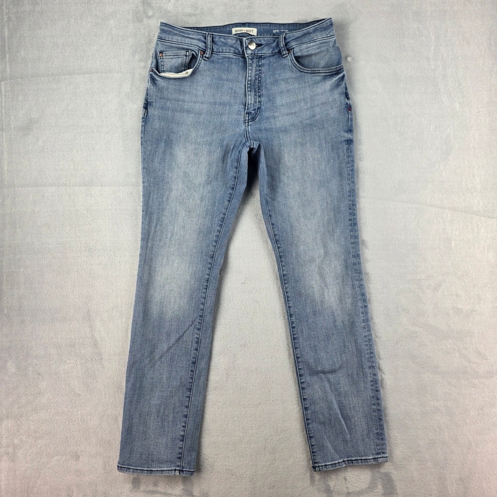 Warp + Weft AMS Amsterdam Slim Jeans Mens‎ 33x32 Sunbleach Blue Stretch Denim